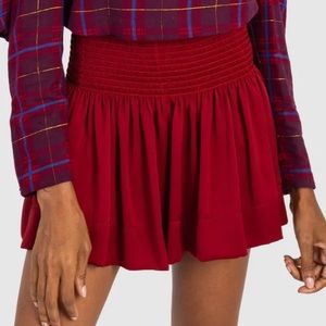 NWT red polysatin erica koch skirt